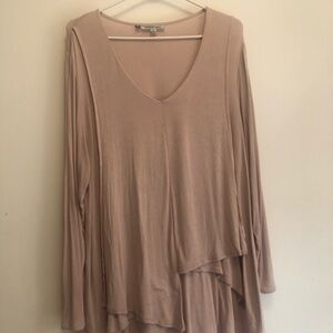 Jennifer Lopez Tan Asymmetrical Tunic Top